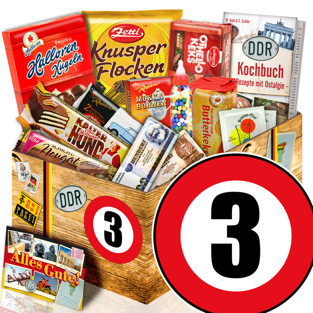 Zahl 3 - Süßigkeiten Set DDR L - monatsgeschenke.de