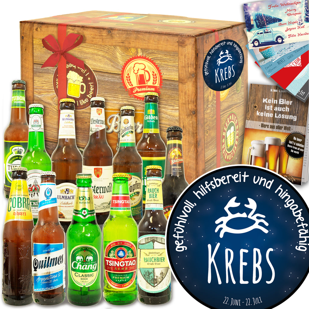 Sternzeichen Krebs | 12 Biersorten Bier International und DE | Paket