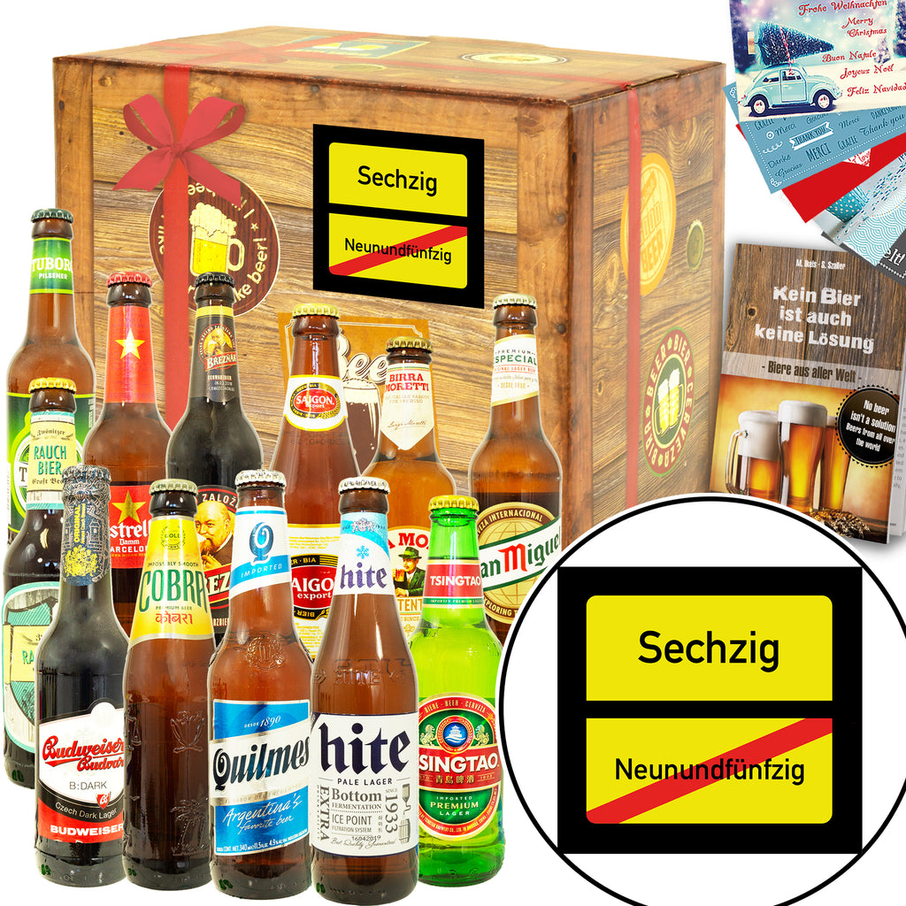 Ortsschild 60 | 12 Flaschen Bier aus aller Welt | Bierset