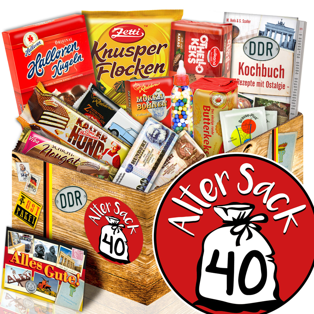Alter Sack 40 - Süßigkeiten Set DDR L - monatsgeschenke.de