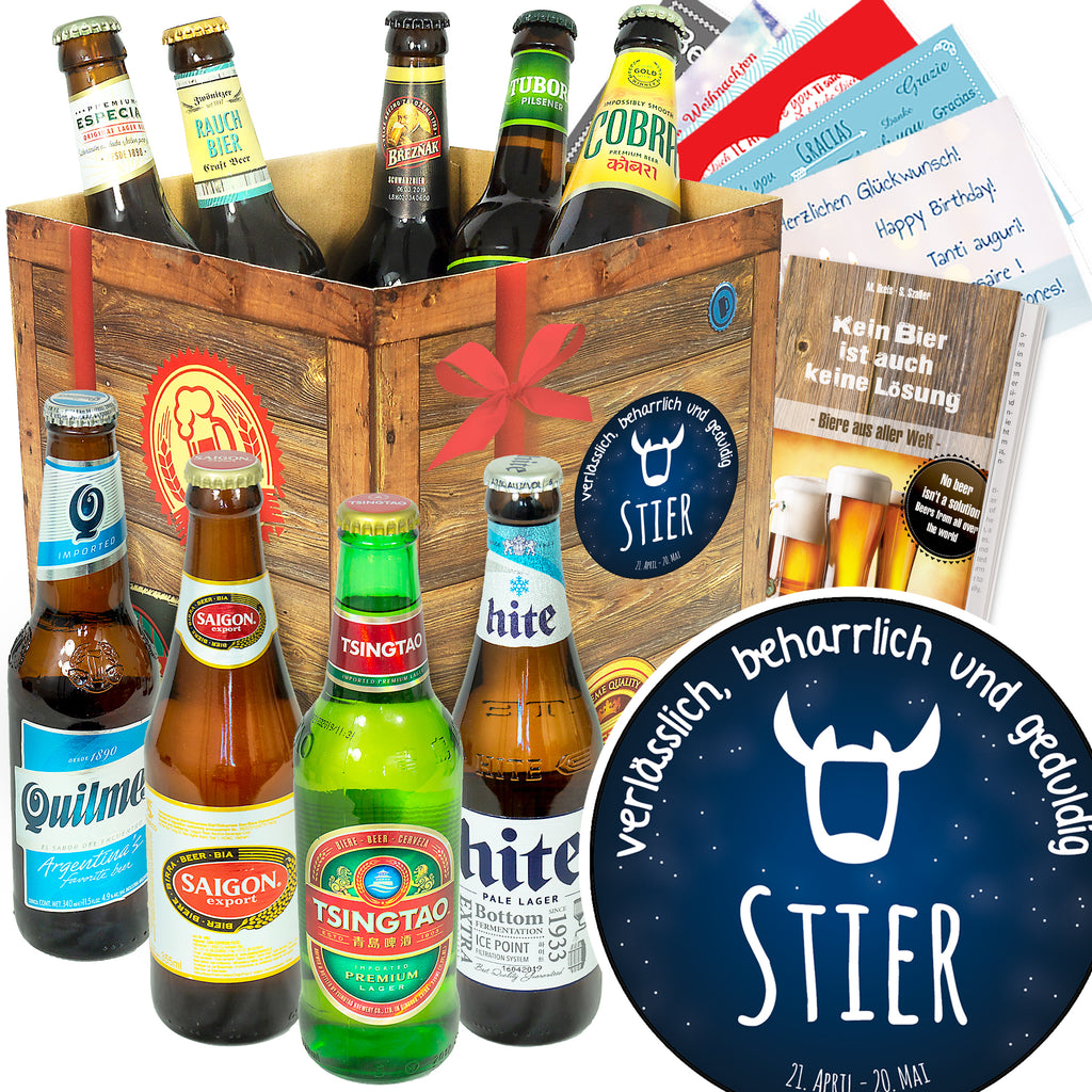 Sternzeichen Stier | 9x Biere der Welt Exoten | Geschenkset