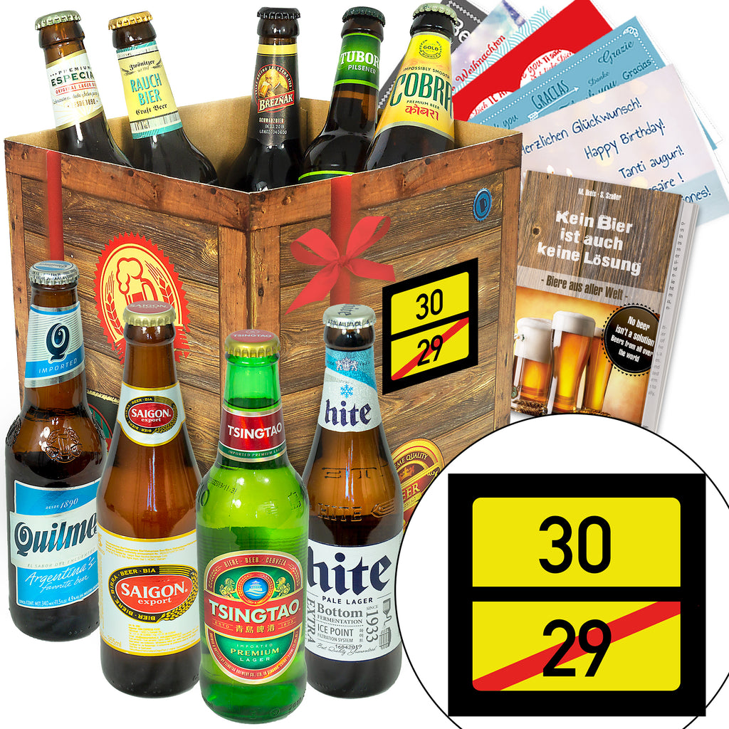 Ortsschild 30 | 9 Flaschen Biere der Welt Exoten | Geschenkidee