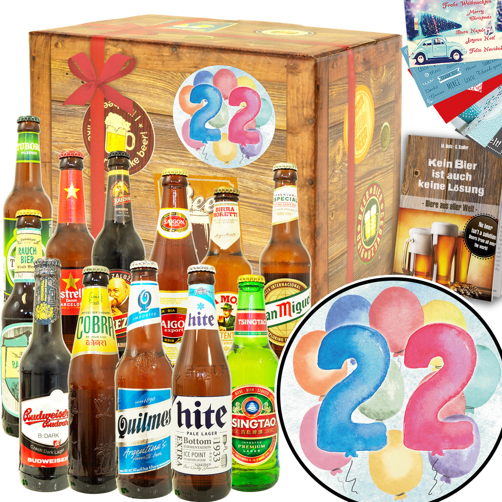 Geburtstag 22 | 12x Bier International | Bier Geschenk
