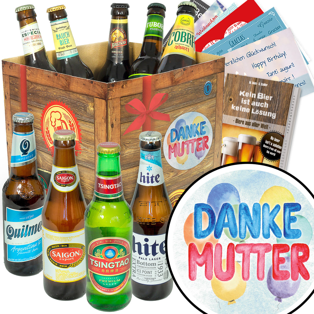 Danke Mutter | 9 Flaschen Biere aus aller Welt | Geschenkbox