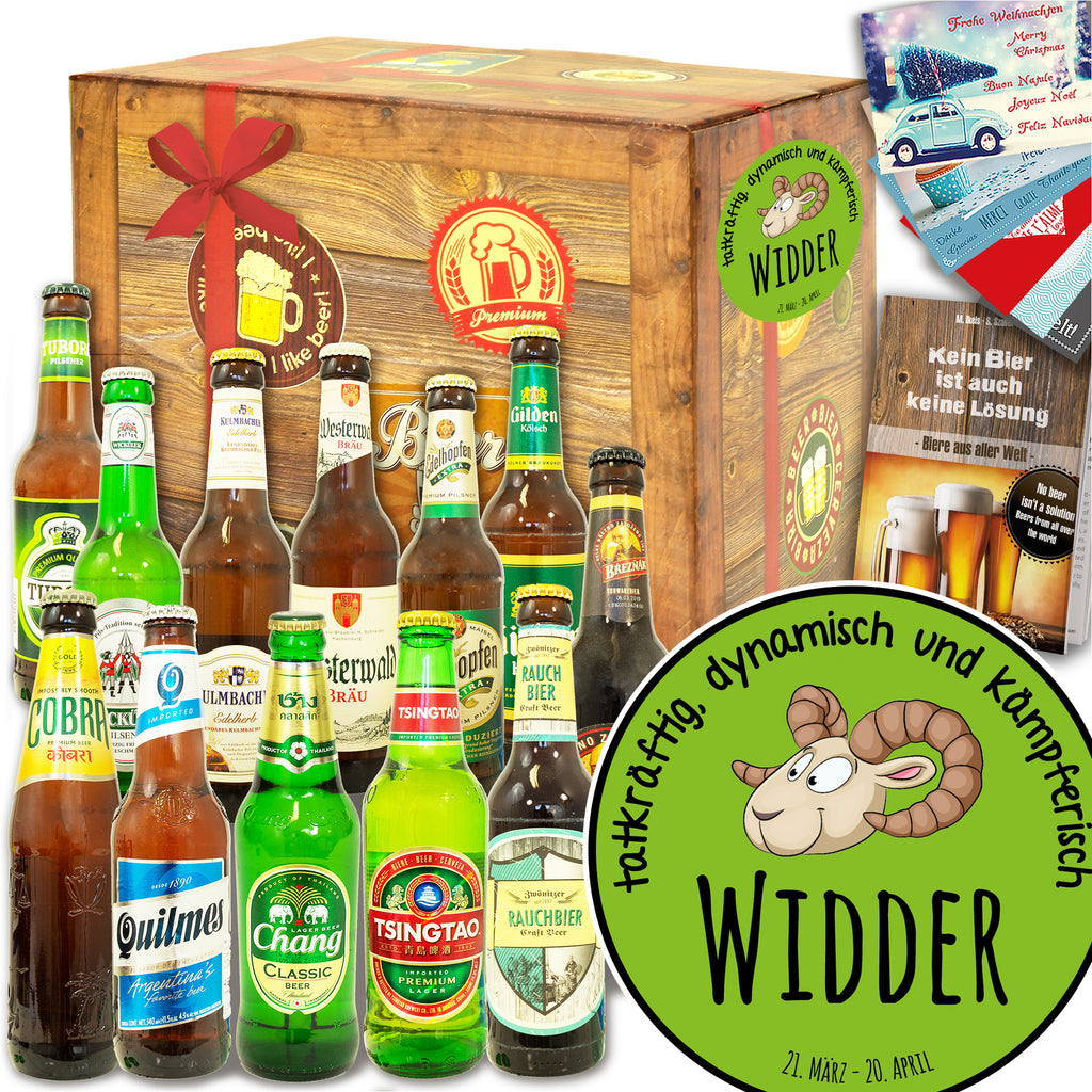 Sternzeichen Widder | 12 Flaschen Biere Welt und Deutschland | Probierpaket