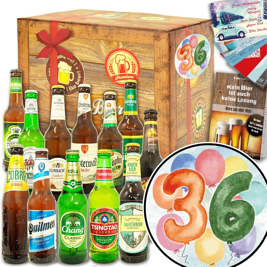 Geburtstag 36 | 12x Bier aus der Welt und Deutschland | Bierpaket