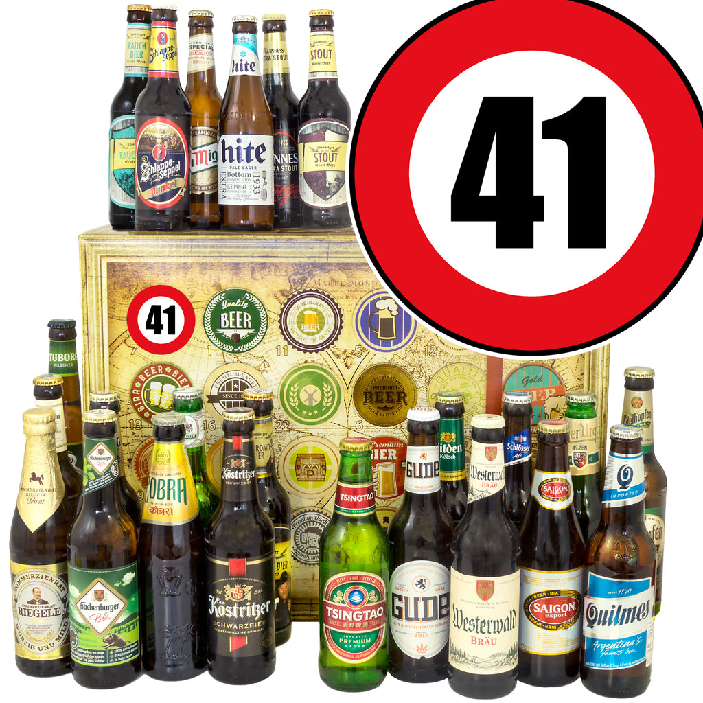 Zahl 41 | 24 Flaschen Bier Deutschland und Welt | Geschenkkorb