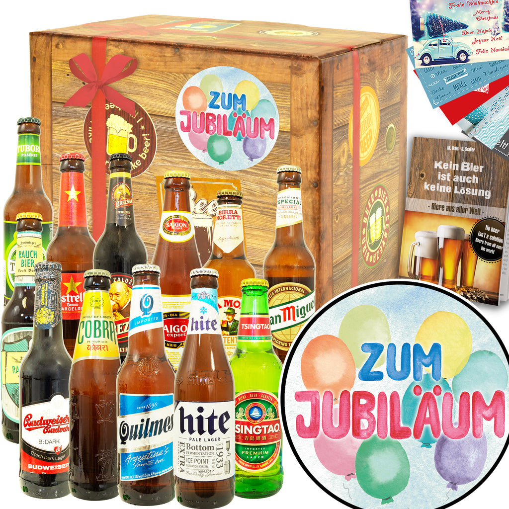 Zum Jubiläum | 12 Flaschen Bier aus aller Welt | Biergeschenk