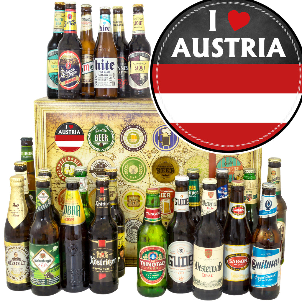 I love Austria | 24x Bier Bier International und Deutschland | Bierset