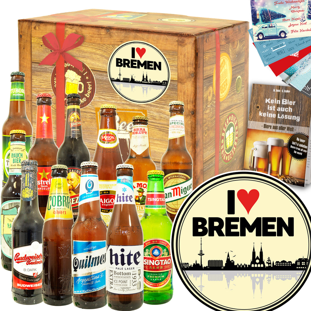 I love Bremen | 12 Spezialitäten Bier aus aller Welt | Geschenkkorb