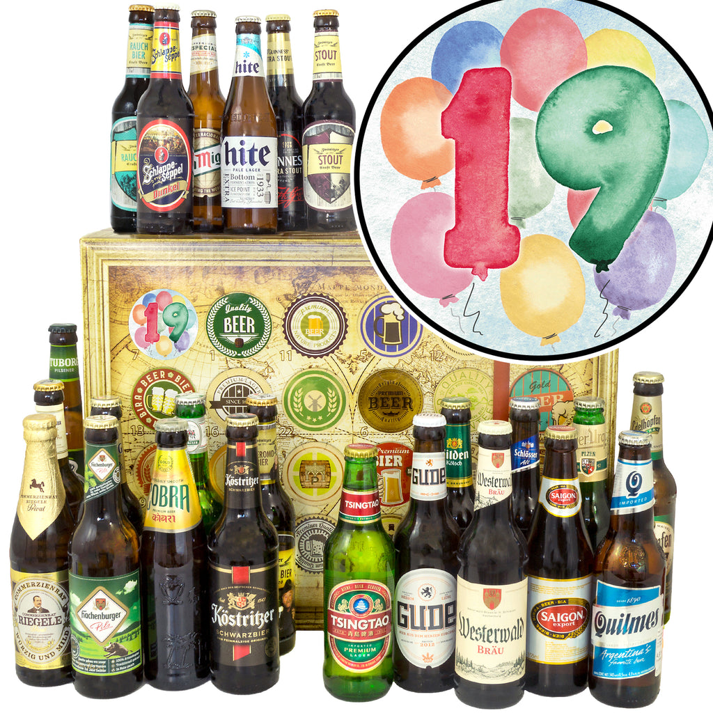 Geburtstag 19 | 24x Bier International und Deutschland | Bierbox