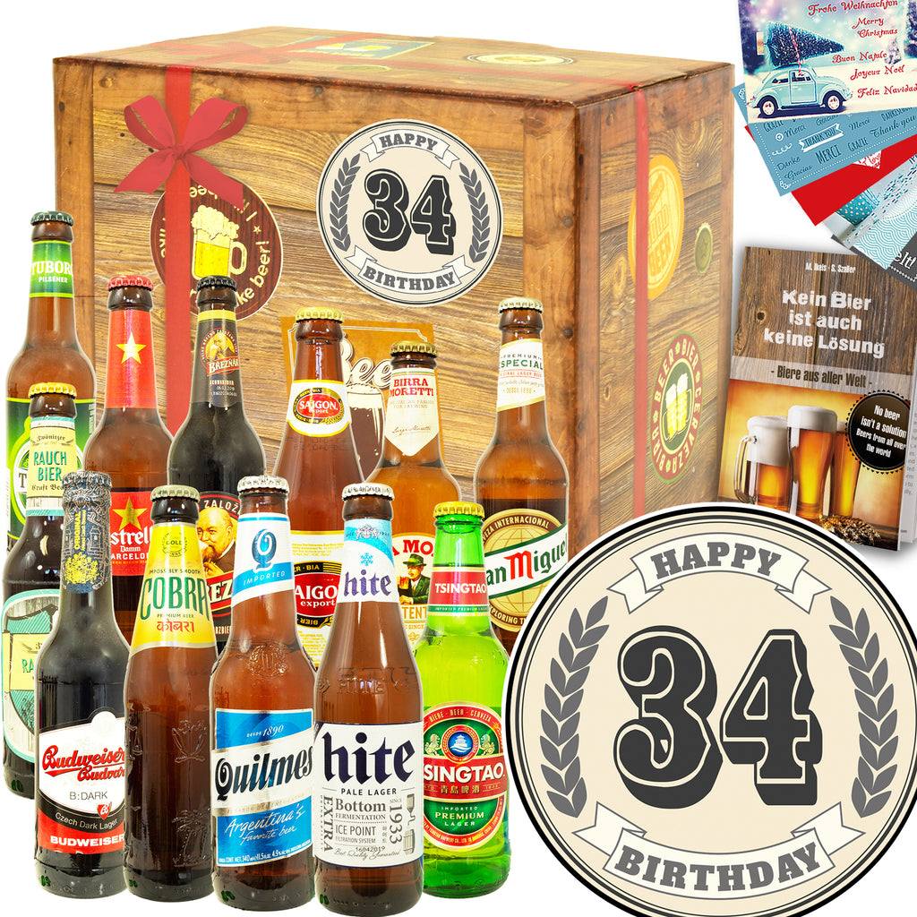Geburtstag 34 | 12 Biersorten Biere der Welt Exoten | Probierpaket