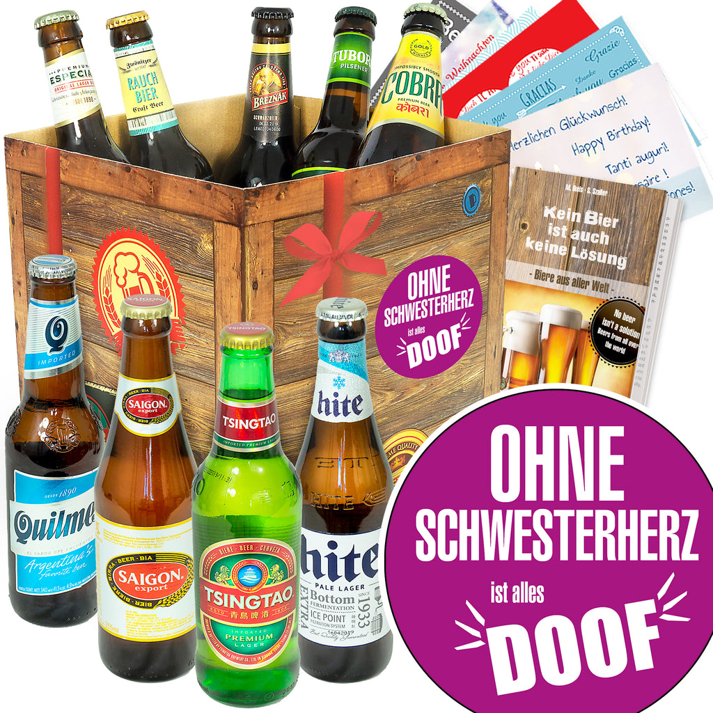 Ohne Schwesterherz ist alles doof | 9 Flaschen Biere der Welt | Paket