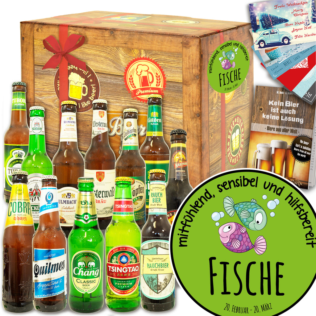Sternzeichen Fische | 12x Bier aus der Welt und Deutschland | Bierbox